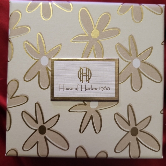 NIB House of Harlow 1960 Gold and Green Monstera Earrings - Picture 3 of 4